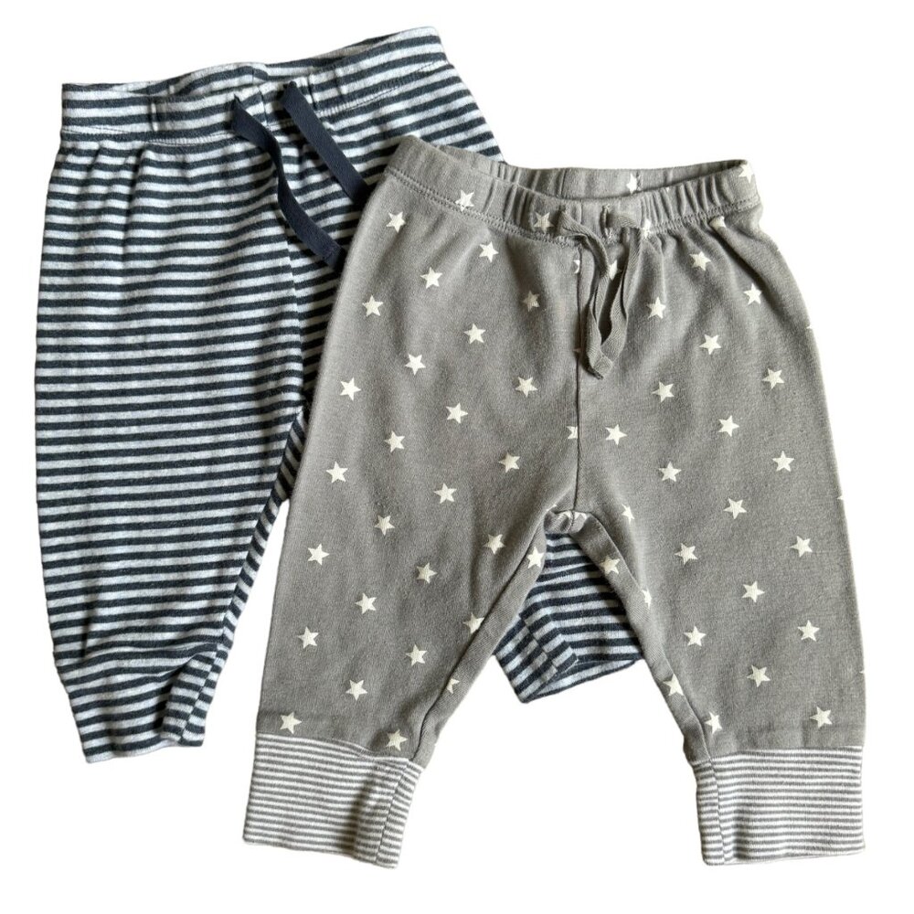 Baby Gap 2-Pack Pants Set 3-6 Months Gray Stars & Blue Stripes